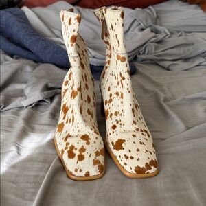Cow Print Ankle Boots